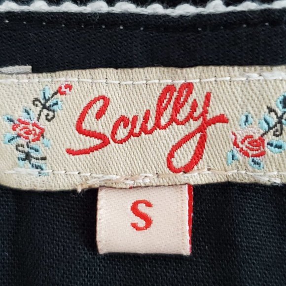 Scully Black White Boho Festival Western Rodeo Embroidered Fringe Tunic Size S - Picture 13 of 16